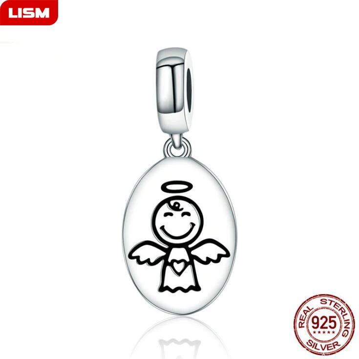 

New Sale Genuine 925 Sterling Silver Guardian Angel Charms Pendant Fit DIY Bracelet for Women Fashion Silver Jewelry Gift