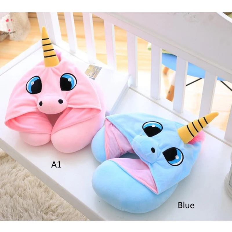 

U Shape Travel Pillow Cartoon Unicorn Neck Pillow Office Airplane Hooded Neck Pillow Cushion For Sleep Outdoor Travel Pillow P20
