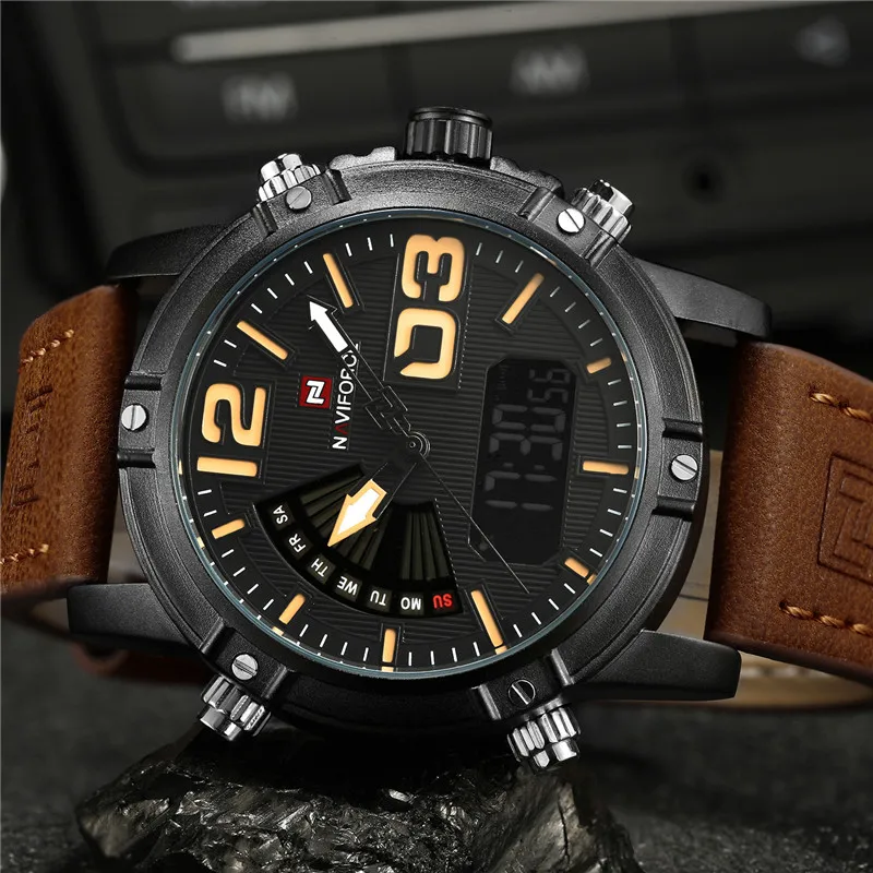 Часы наручные NAVIFORCE Мужские Цифровые спортивные брендовые Роскошные армейские