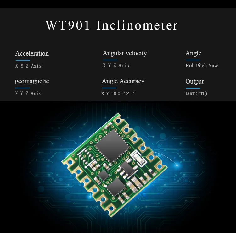 WT901 ttl и iec Outout сенсор 3 оси Цифровой Угол+ акселерометр+ гироскоп+ электронный компас MPU9250 модуль для ПК/Android/MCU