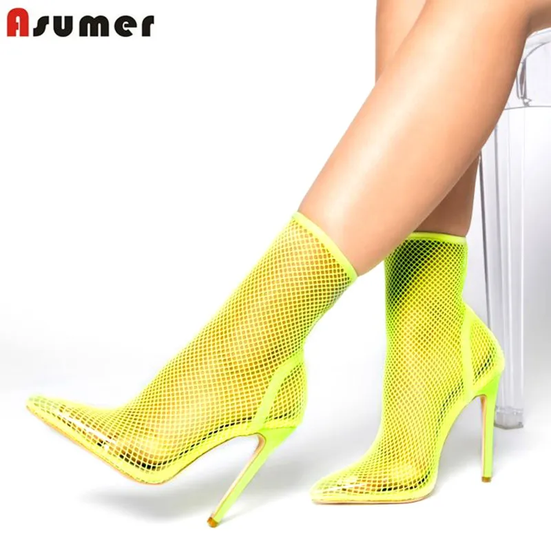 

ASUMER Plus size 35-43 HOT 2019 gladiator boots sexy high heels pointed toe cut outs ankle boots ladies summer boots dance shoes