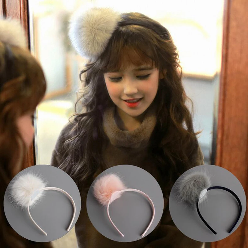 

Korean Style Big Fur Ball Hairbands Children Headband for Kids Girls Headwear Fashion Hair Accessories Girls Hiar Hoop