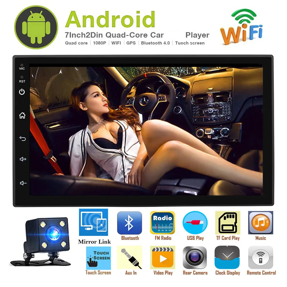 Автомагнитола 2 Din с Android 9 1 7 дюймов 1024*600 HD сенсорный экран GPS Wi Fi Bluetooth