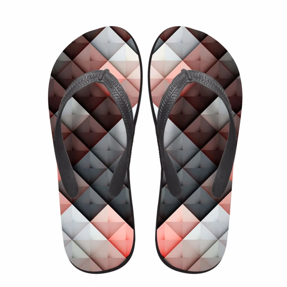 

Noisydesigns women flop flops girls beach sandals platform shoes summer slippers 3D Checkered print ladies women's flip-flops