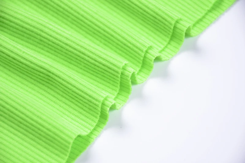 Hugcitar  spaghetti straps crop tops skirt 2 pieces sets 2019 summer women neon green solid party streetwear female slim elegant