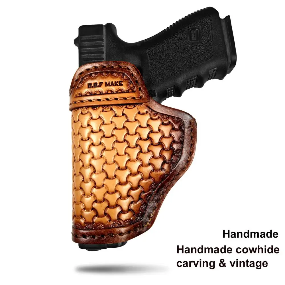 

B.B.F MAKE IWB Gun Holster Leather Sheath Case Patternt Pouch For S&W M&P Shield GLOCK 17 18 19 22 23 26 27 32 42 43 SpringField