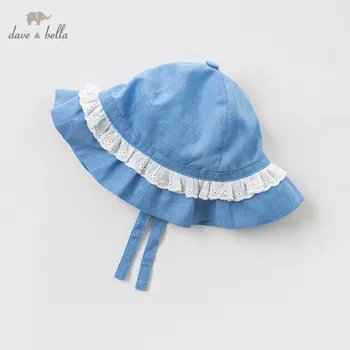 

DBH10821-H dave bella spring summer new born baby girls cute solid blue hat girls bucket cap
