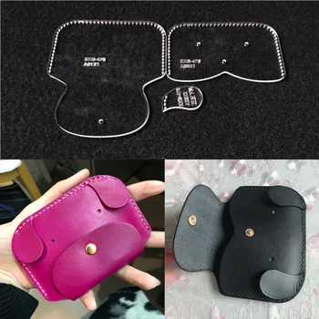 

Acrylic Stencil Leather Handmade Craft Dog Wallet Sewing Pattern Template Sewing Accessories with Holes 11.5x8.2x1cm