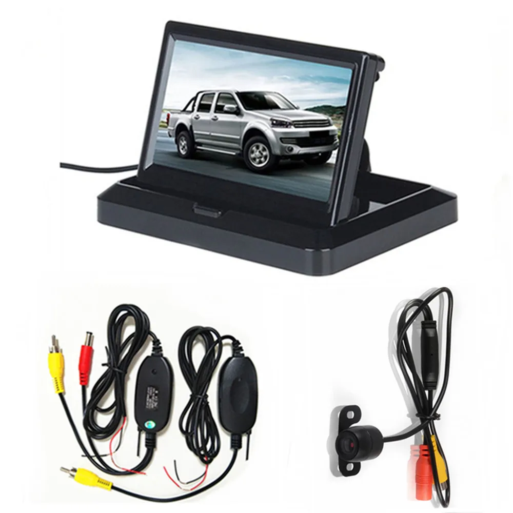 Складной " TFT LCD HD800* 480 экран автомобильный монитор заднего вида парковочный монитор с 2 видео входом, камера заднего вида(опционально - Цвет: With wireless cam06