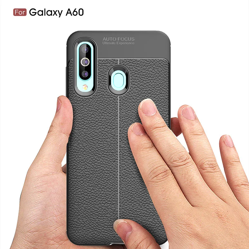 TOLIFEEL Case For Samsung Galaxy A60 Soft Silicone Phone Back Cover Shell For Samsung Galaxy A60 Litchi Pattern Leather Case