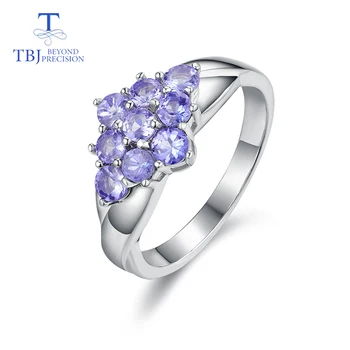 

TBJ,Romantic small ring with natural Good color blue Tanzanite gemstone girl Ring in 925 sterling silver fine jewelry for women