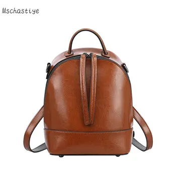 

women backpack genuine leather school backpacks for teenage girls shoulder bag Female Fashion Backpacks Mschastiye 2018 brand