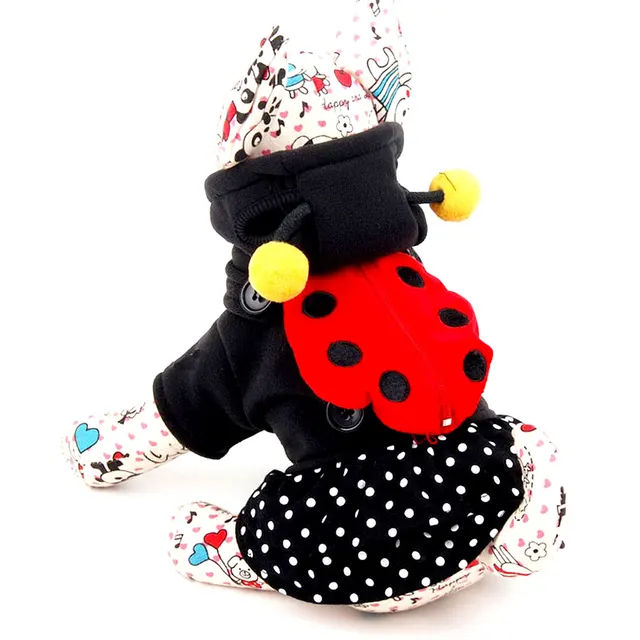 small girl dog dresses pet coat ladybug dog halloween costumes puppy hoodie tiered dress with backpack