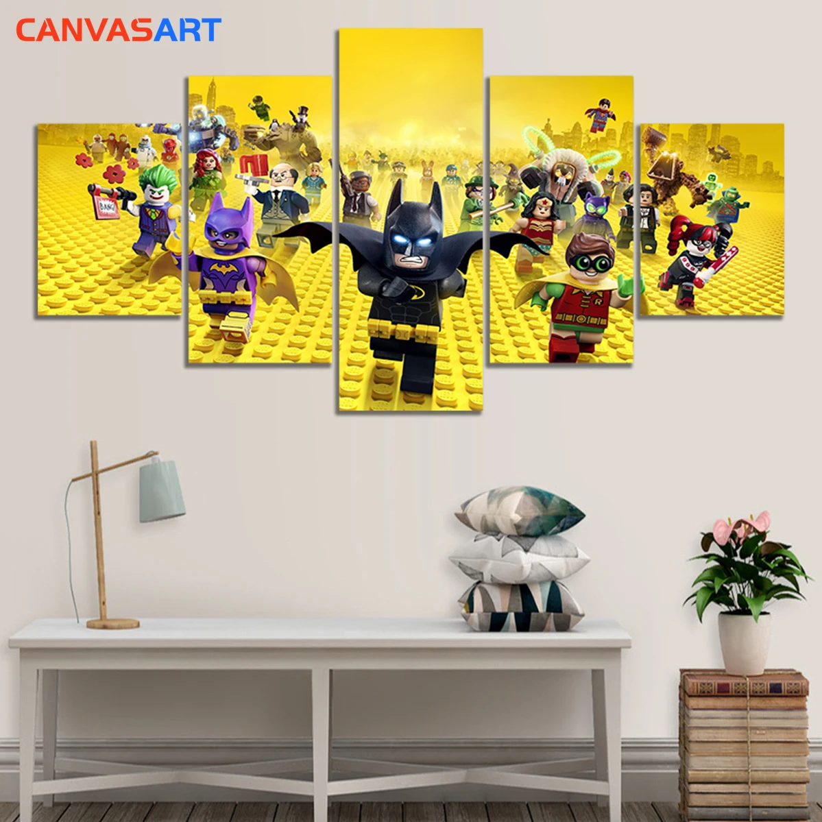 

Canvas Art 5 Piece Pictures Educational Toys Lego Batman for Living Room Wall Decoration Painting By Numbers