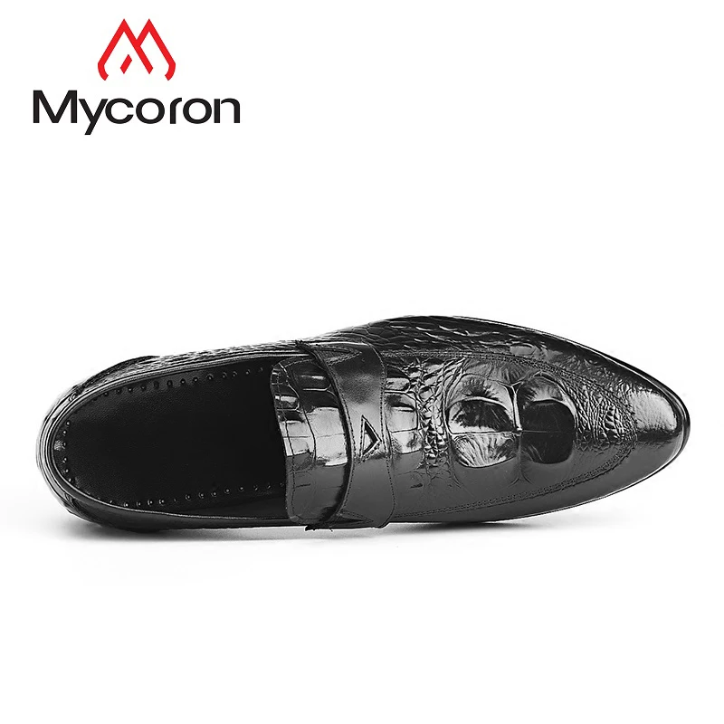Couro Dos Vestido Um Pedal Homens Crocodilo Negócios Padrão Preguiçosos Confortáveis Da Festa Bolsa Moda marrom Escritório De Apontou Mycoron Sapatos Preto qvw7np0