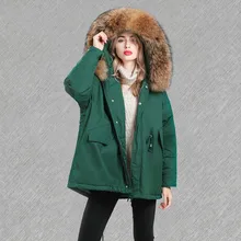 Ceciliayu Зимние новые продукты большой меховой воротник пуховые пальто женские средней длины толстые большой код женские модные парки