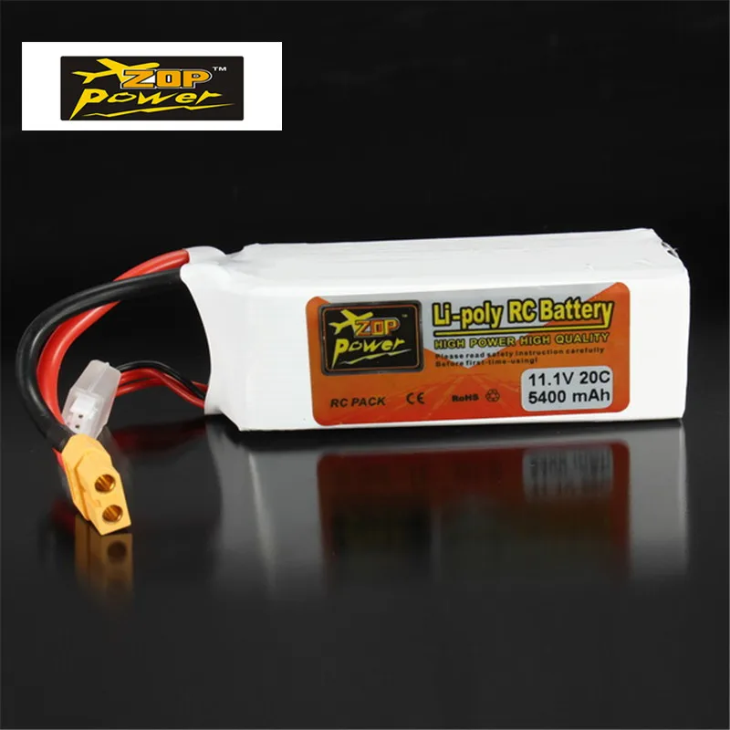 Перезаряжаемый аккумулятор ZOP power 11,1 V 5400mAh 3S 20C Lipo батарея XT60 Разъем для RC FPV гоночный вертолет запасные части Аксессуары