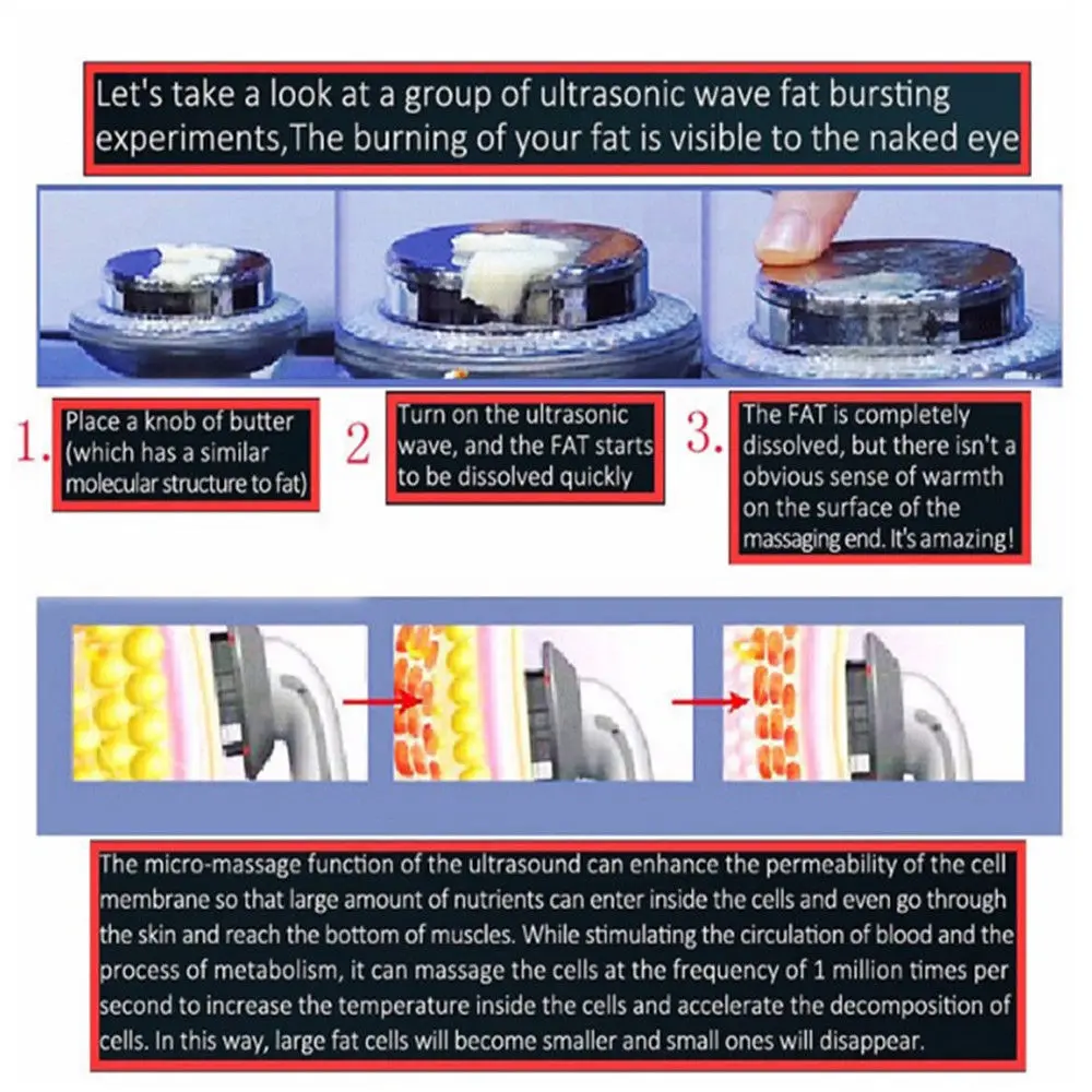 Ультразвуковая кавитация, EMS, массажер для похудения, потеря веса, Антицеллюлитный жиросжигатель, гальваническая инфракрасная ультразвуковая терапия