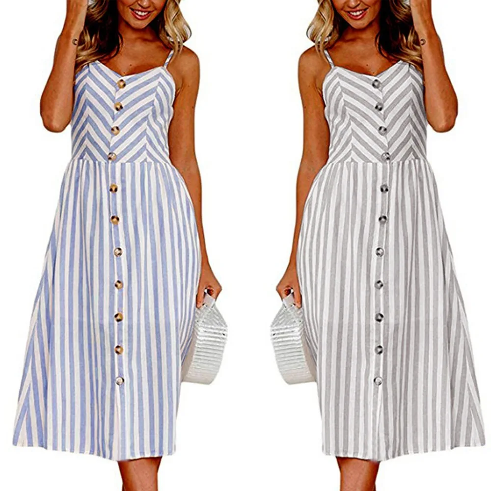 

2018 NEW Sexy Casual Summer Dress Boho Beach Pockets Sundress Elegant Daily dess