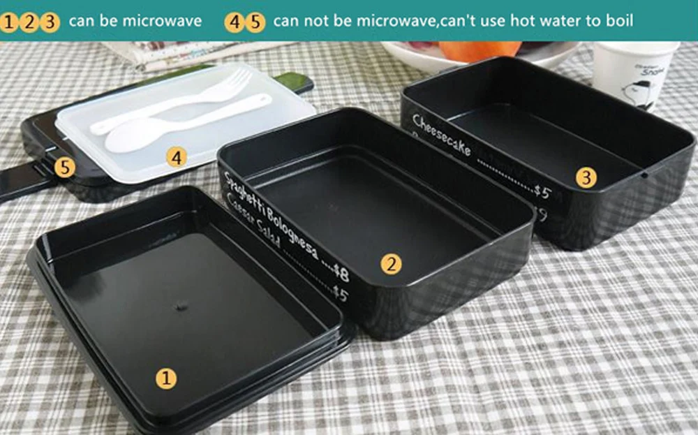 1410 мл японский стиль двойной/трехуровневый набор Bento посуда микроволновая печь с пищевой PP/PS включает вилку бонусом 2/3 слоев