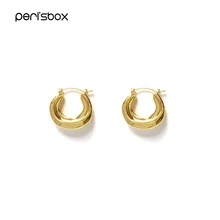 Peri'sBox, дизайн, нестандартные металлические маленькие серьги-кольца в виде листьев для женщин, ювелирные изделия, этнические серьги в этническом стиле, простые массивные серьги