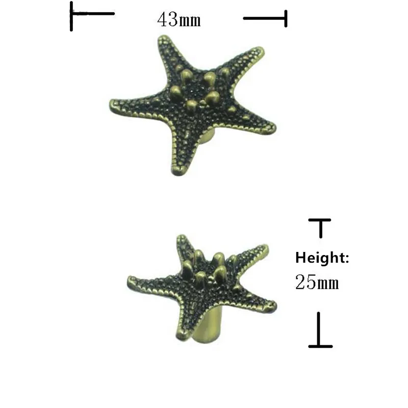 Винтажная Мебельная ручка из сплава, ручки Морская звезда и дверные ручки, ручка в форме листа, ящик для шкафа, кухонная современная ручка, фурнитура, 1 шт