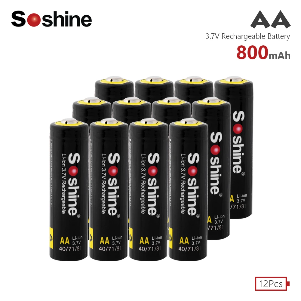 

12Pcs 14500 Battery 800mAh 3.7V Li-ion Rechargeable Batteries AA Battery Lithium Cell for Led Flashlight Headlamps Toys Top Head