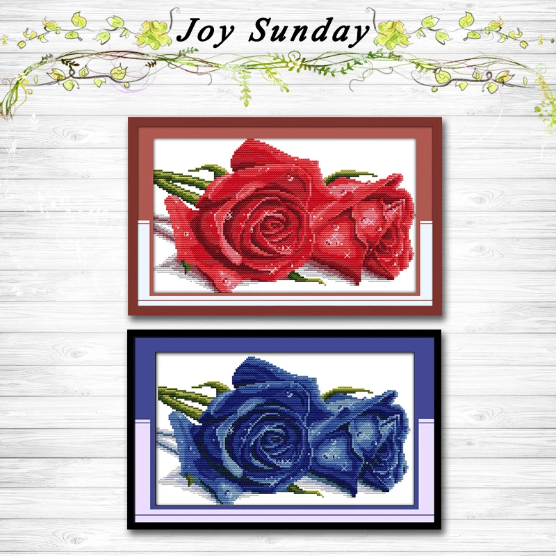 

Blue Rose lover beauty flowers painting 14CT 11CT counted cross stitch kits embroidery set Needlework Set chinese cross stitch
