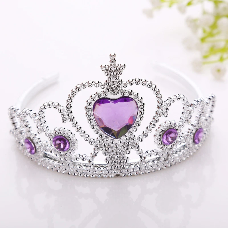 BalleenShiny замороженная Корона, аксессуары для волос для девочек, принцесса, свадебная тиара с кристаллами и бриллиантами, обруч для волос, повязки для волос, подарки - Цвет: purple