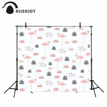 

Allenjoy photography backdrop Cartoon flamingo plant graphic birthday baptism background for photo studio camera fotografica