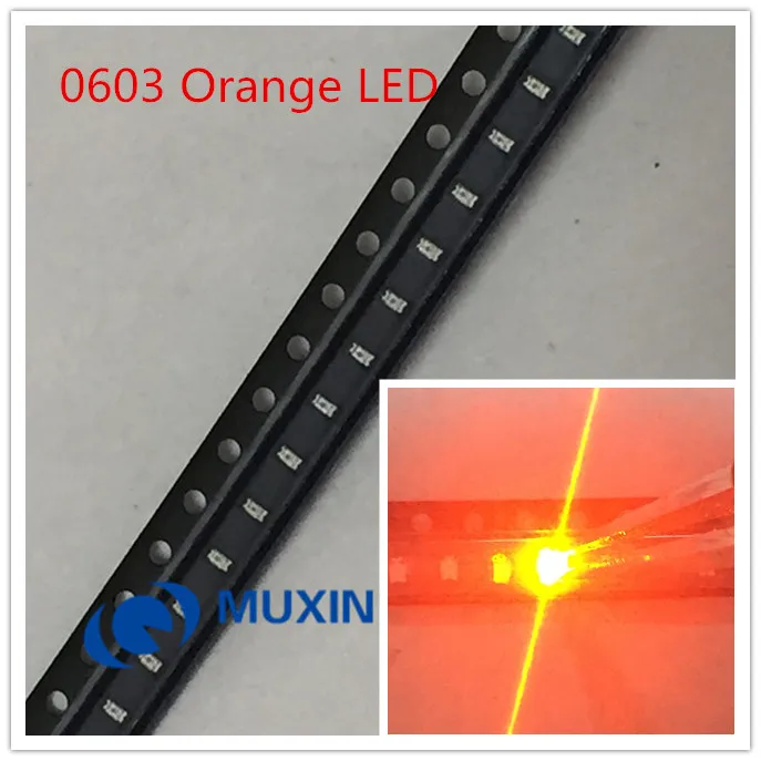 4000pcs SMD0603 LED Orange Chip Surface Mount (1608) 20mA 2V Light Emitting Diode Lamp 610nm Bulb Electronics Components for PCB | Лампы и