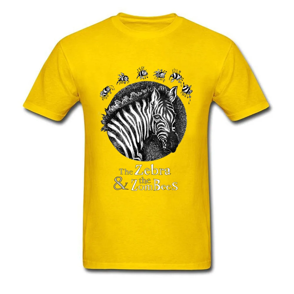 Summer Prevalent Man T-Shirt O Neck Short Sleeve 100% Cotton Fabric T Shirt Casual Tops T Shirt Top Quality Zombie Zebra and the ZomBeeS by dotsofpaint yellow