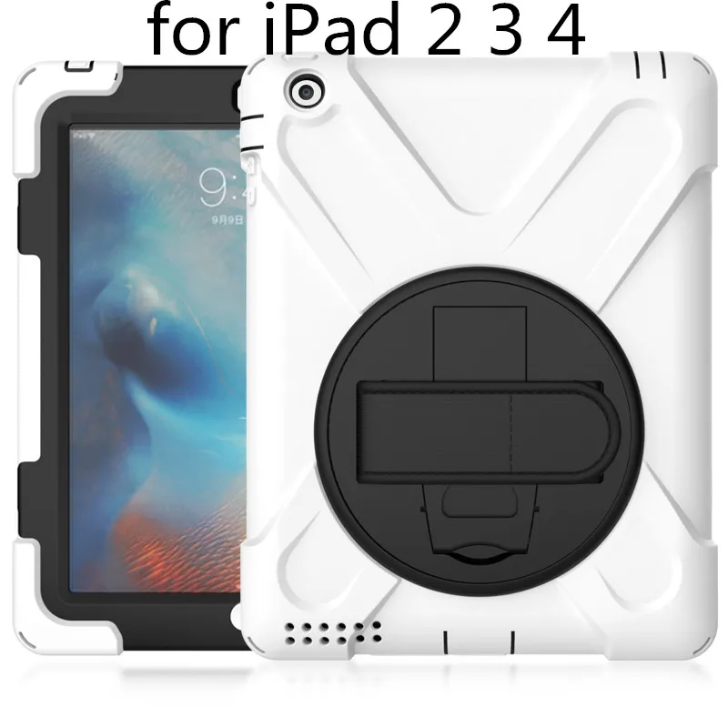 Чехол для Apple ipad 2 3 4, ZAIWJ Safe Kids Armor At Мягкий противоударный силиконовый+ жесткий чехол для ipad 4/3/2 - Цвет: white -Hai D-234