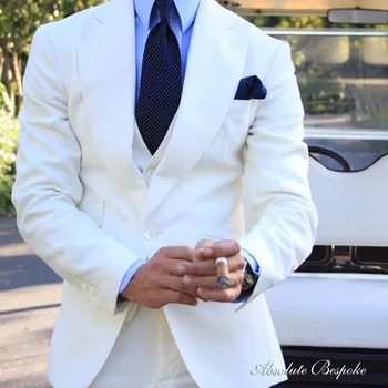 

Latest Coat Pant Designs White Mens Suit Formal Slim Fit Wedding Suits Custom Modern Men Tuxedo 3 Piece (Jacket+Pants+Vest) G532
