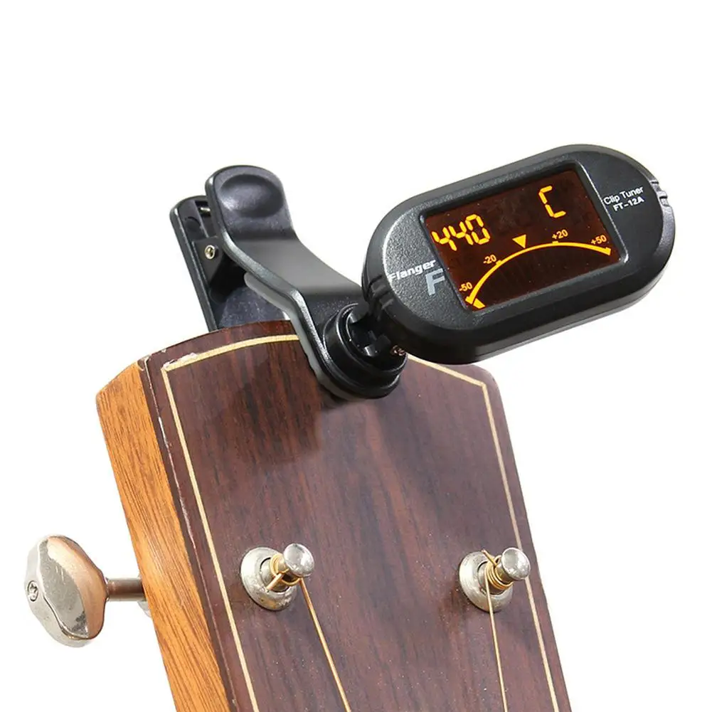 FT-12C гитарный тюнер цветной ЖК-экран хроматический тюнер с креплением на клипсе тюнер дисплея для гитары бас-укулеле скрипки