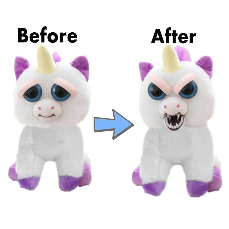 

Angry Pets change face unicorn plush unicornio Doll White Bear prank toys stuffed animals doll toys for children Chrismas Trick