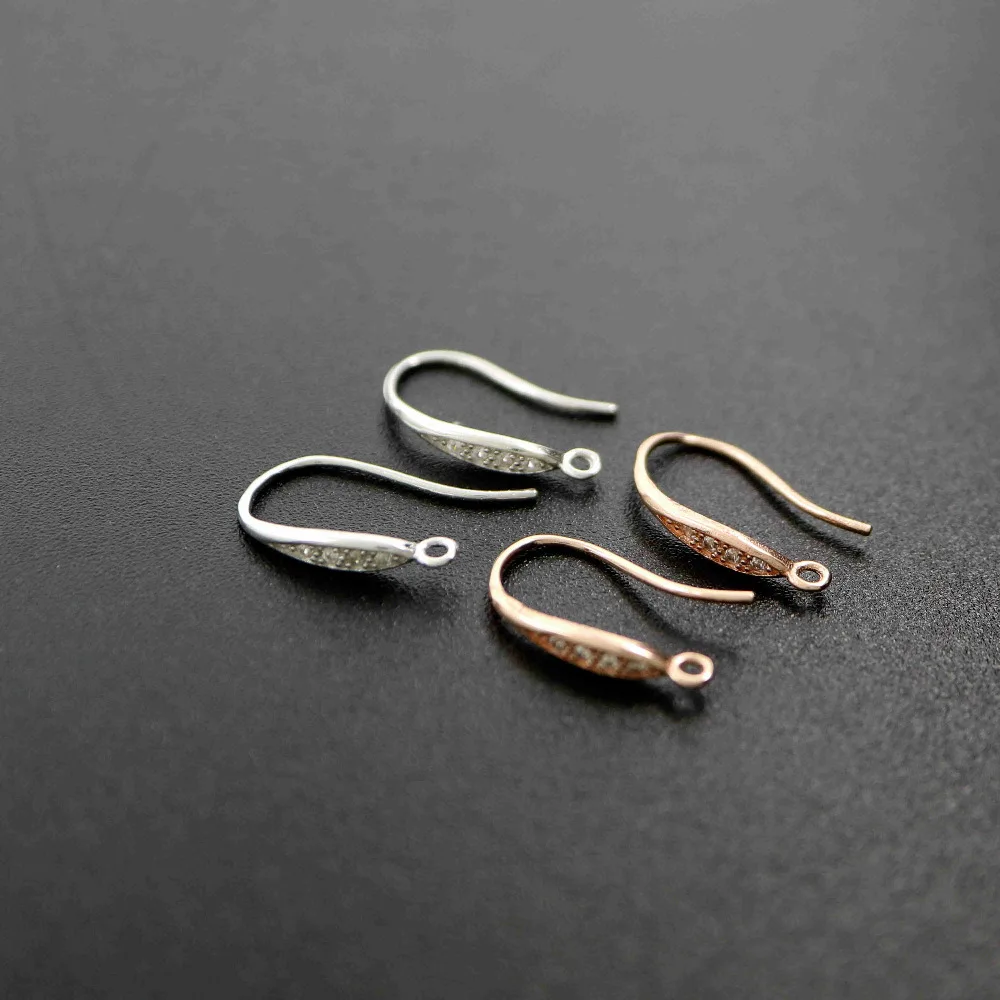 

6x10MM Rose Gold Silver Solid 925 Sterling Silver DIY Earrings Hooks Findings 1706011