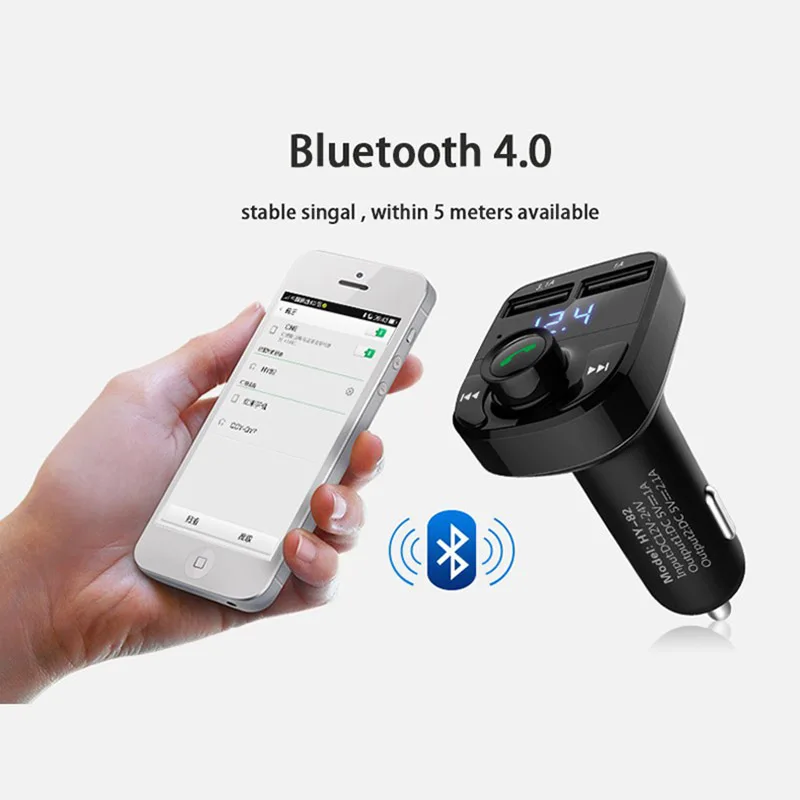 Car Wireless Bluetooth Handsfree MP3 Music Player Dual USB Aux Audio Receiver FM Transmitter With LCD Display Car Charger CS