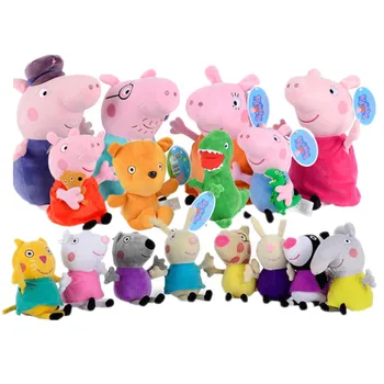 

Peppa Pig George Family friend Stuffed Plush Toys 19/30cm pink Pig Family Party Dolls For Girls Gifts Animal Plush Toys