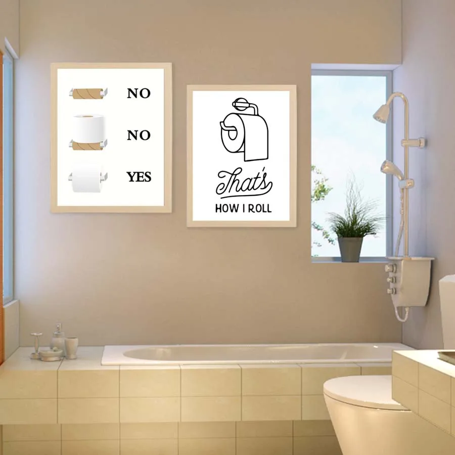 Toilet Tissue Modern Posterampprints Creative Canvas Painting Washroom