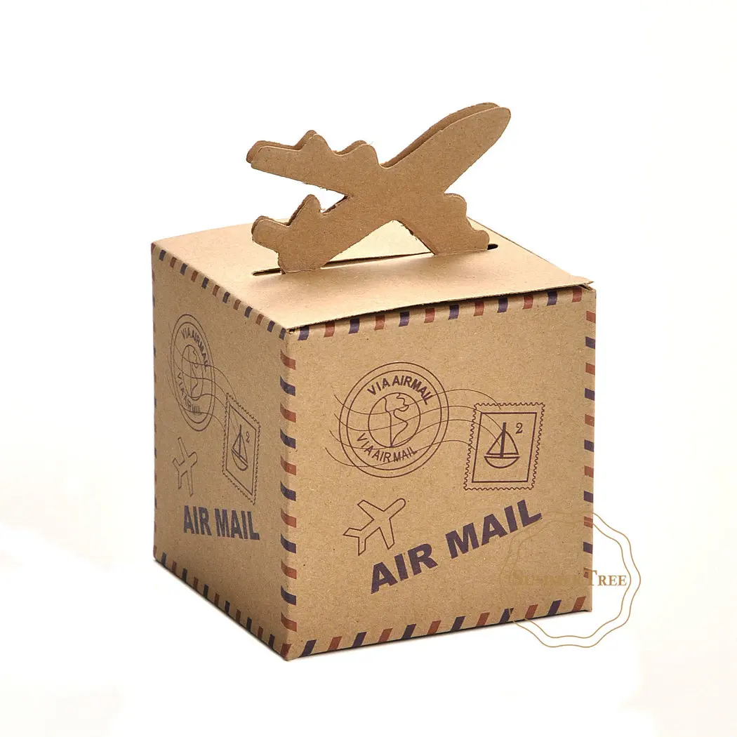 

10pcs Kraft Paper Airplane Candy Box Wedding Travel Theme Decoration Baby Shower Souvenirs Party Favors Gift Box