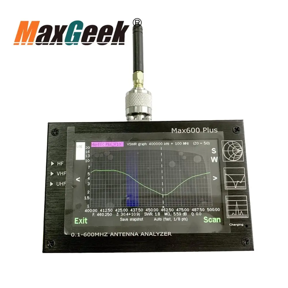 Max600 Plus HF/VHF/UHF антенный анализатор 0,1-600 MHZ w/4," TFT lcd сенсорный экран VS MINI 600