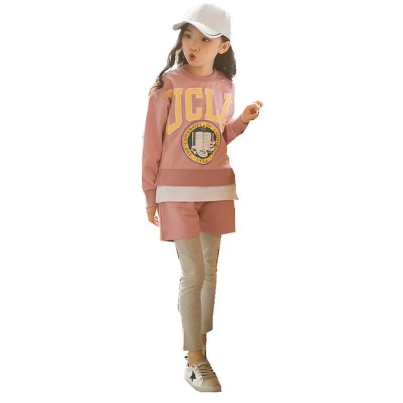 

Baby Girl Clothes Children's Wear Long Sleeves for T-shirt+ Pants Letter Pattern Kids Fashion Girl Sportswear Suit 3-14Yrs CA325