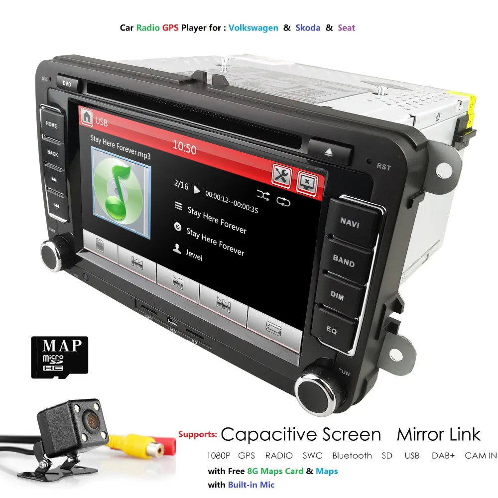 

7"Car Touch Screen Stereo GPS DVD Navi for VW Golf Polo Passat Tiguan Jetta Altea+RDS+BT+SD card+SWC+CAN BUS+USB+EQ+Rear Camera