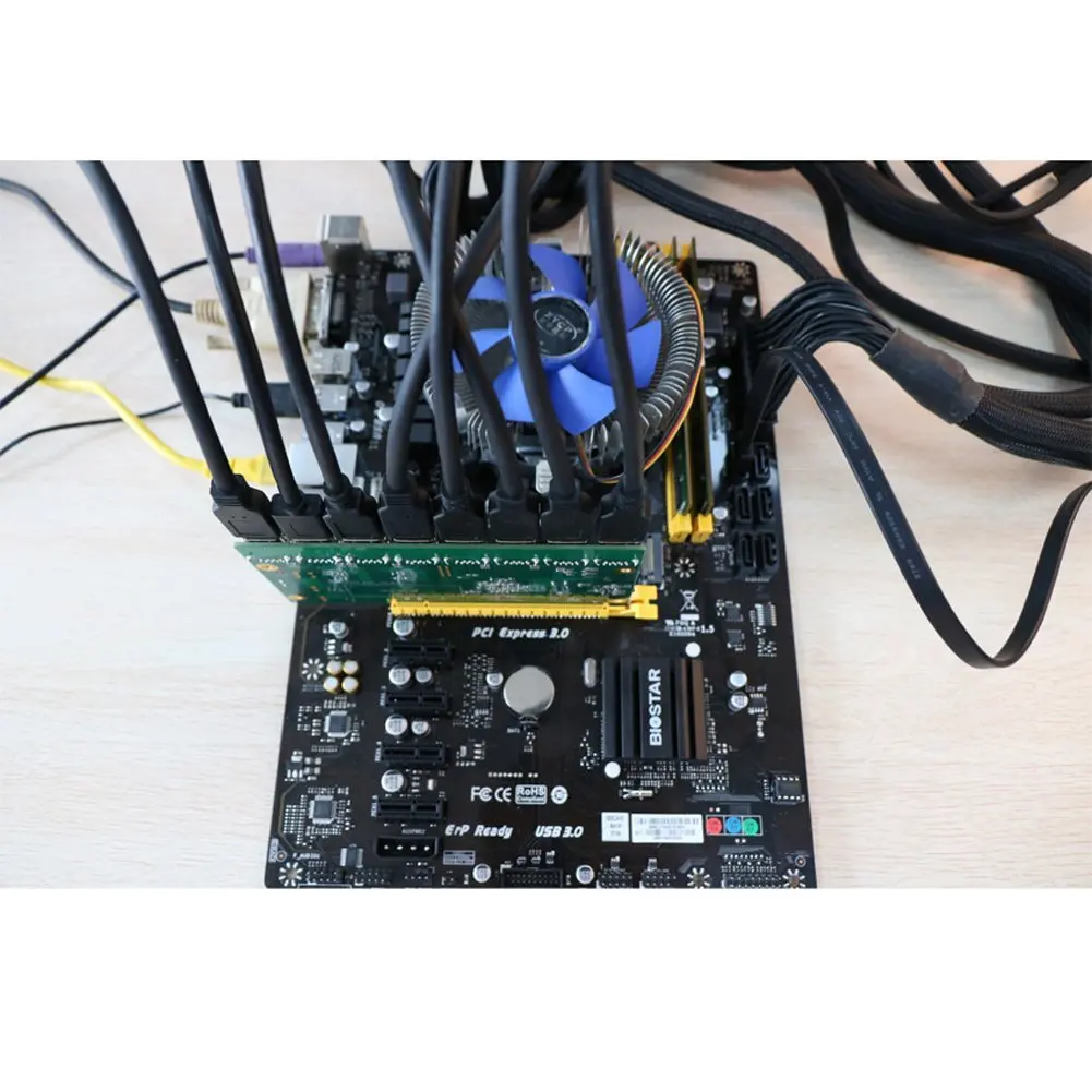 1 до 8 PCIe Miner машина видеокарта удлинитель PCI-E 16X поворот 8 портов USB3.0 PCIE карты расширения Riser Card BTC LTC ETH