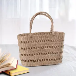 Jhd-тканая соломенная сумка женские сумки ручной работы женские пляжные корзинка для пикника сумка дорожная сумка-тоут выдалбливают