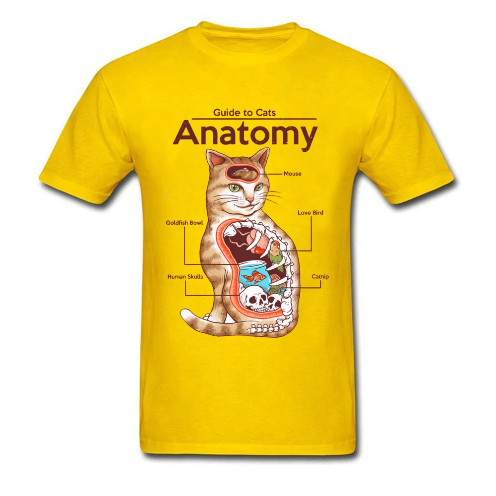 NormalStreet Short Sleeve Tops & Tees Summer Fall Brand New Crew Neck Cotton Tee Shirts Men's Tshirts Anatomy-Cat-0627  Anatomy-Cat-0627 yellow