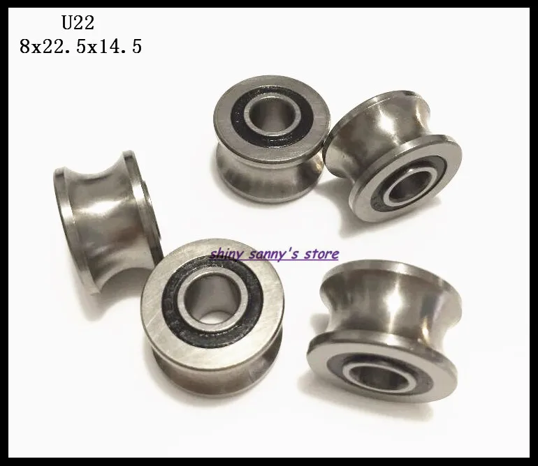 

5pcs/Lot U22 8x22.5x14.5x13.5mm U Groove Bearing Steel Deep Groove Ball Bearing Traces Walking Guide Rail Bearing Brand New