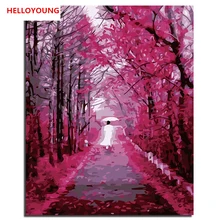 HELLOYOUNG ручная роспись масляной живописи проходящие листья цифровая живопись по номерам Масляные картины китайские картины-свитки домашний декор