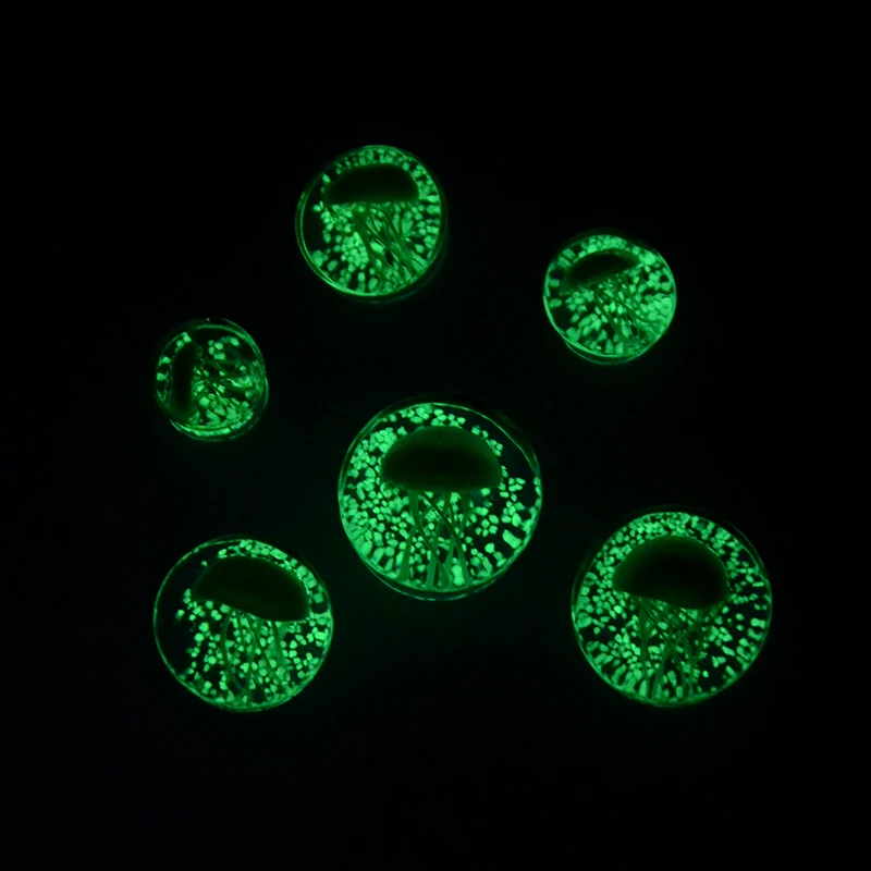 Glass Ear Plugs Ocean Jellyfish Earring Piercing Expander Glow In The Dark Ear Tunnels Ombligo Body Piercing Jewelry Oreja 1Pair piercing jewelry body piercing earrings ear piercing jewelry body piercing jewelry body jewelry